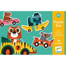 Djeco Duo puzzle Závodní auta se zvířátky