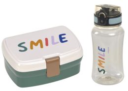 Svačinový set - krabička a láhev Little Gang Smile milky-ocean green - 0 ks